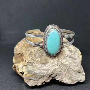 Turquoise cuff Stamped sterling silver